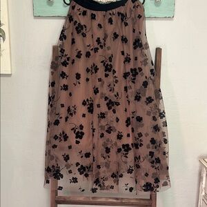 Tule floral midi skirt
